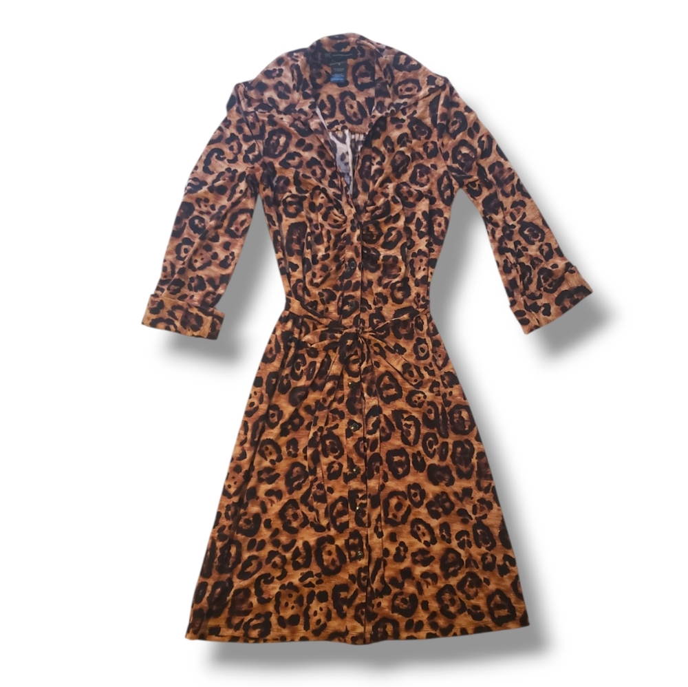INC International Concepts Leopard Print Midi Shirt Dress size S - Picture 3 of 14